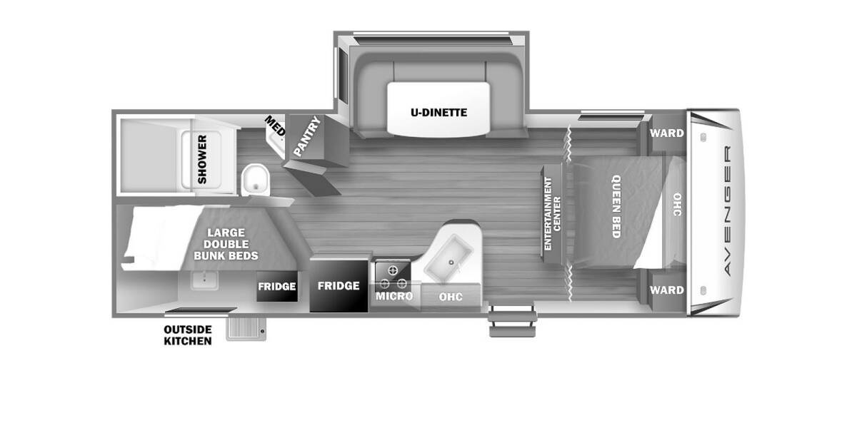 2022 Prime Time Avenger 24BHS Travel Trailer at H&K Camper Sales STOCK# b933793 Floor plan Layout Photo