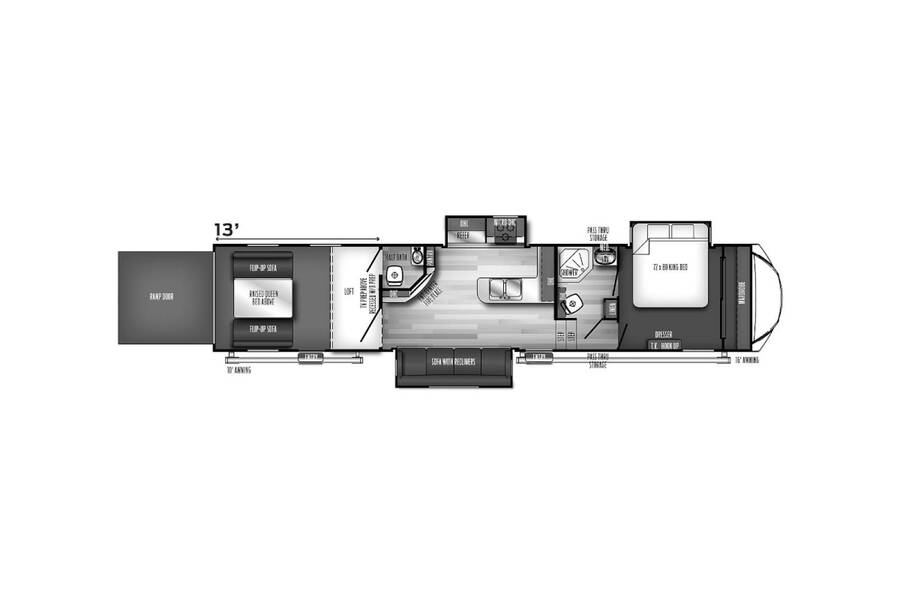 2022 Vengeance Rogue Armored 351 Fifth Wheel at H&K Camper Sales STOCK# 402400 Floor plan Layout Photo