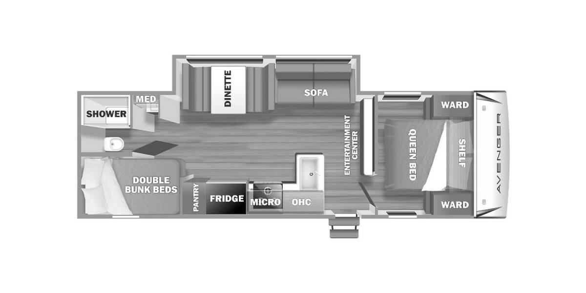 2022 Prime Time Avenger LE 26DBSLE Travel Trailer at H&K Camper Sales STOCK# r3818dbsle Floor plan Layout Photo