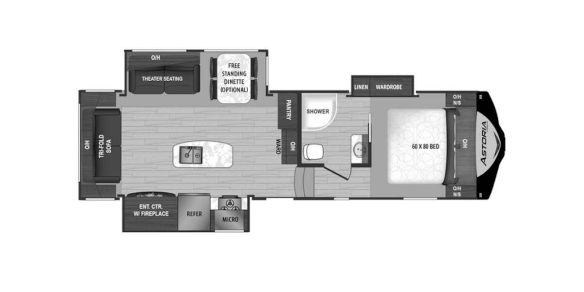 2019 Dutchmen Astoria 2953RLF Fifth Wheel at H&K Camper Sales STOCK# 20192953rlf Floor plan Layout Photo