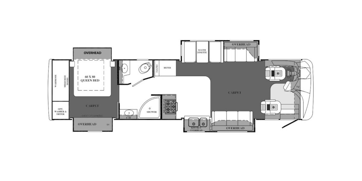 2008 Berkshire Freightliner 360QS Class A at H&K Camper Sales STOCK# z35428 Floor plan Layout Photo