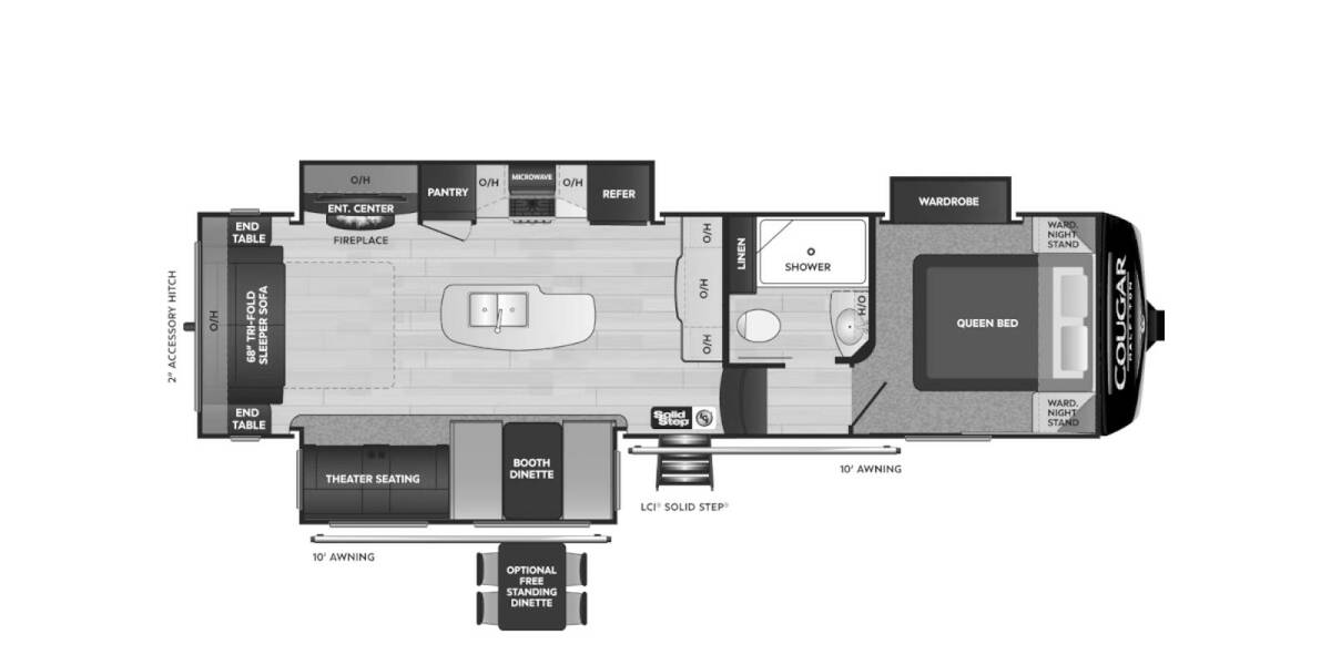 2023 Keystone Cougar Half-Ton 29RLI Fifth Wheel at H&K Camper Sales STOCK# C-29rli2023 Floor plan Layout Photo